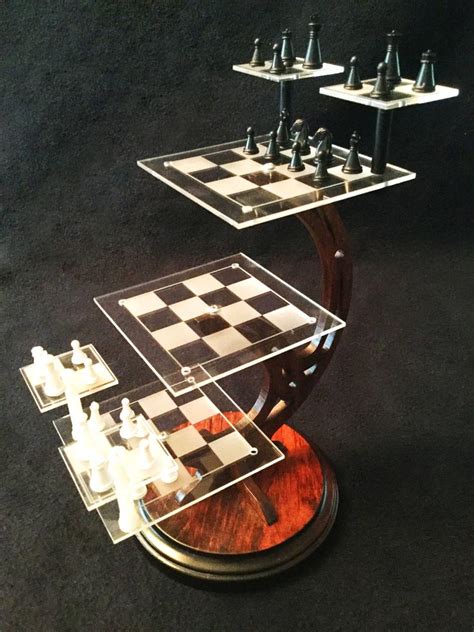 Desktop Tri Dimensional Chess Set Mini Handmade Star Trek Style D