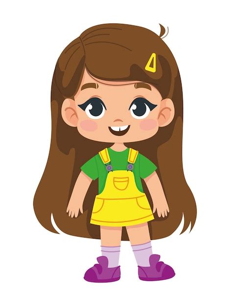 Niña de dibujos animados con el pelo largo y rubio en estilo anime niño