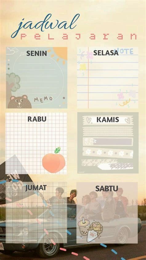 Template Jadwal Pelajaran Aesthetic Bts Di Laptop Wallpaper