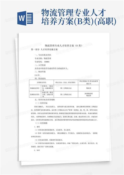 物流管理专业人才培养方案b类高职word模板下载编号qobganmg熊猫办公