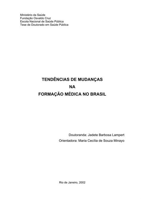 Pdf Tend Ncias De Mudan As Na Forma O M Dica No Teses Icict Fiocruz