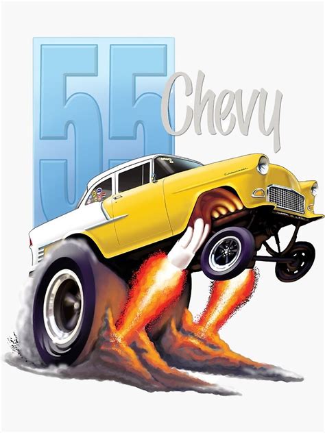 55 Chevy Gasser Sticker For Sale By Peggymcgee Redbubble