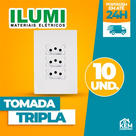 Tomada Tripla A Monobloco Espelho X Bivolt Linha I Ilumi Shopee