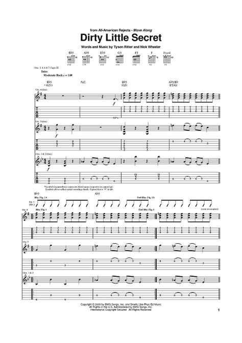 Dirty Little Secret" Sheet Music for Guitar Tab - Sheet Music Now