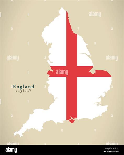 Modern Map - England flag coloured UK Illustration Stock Photo - Alamy