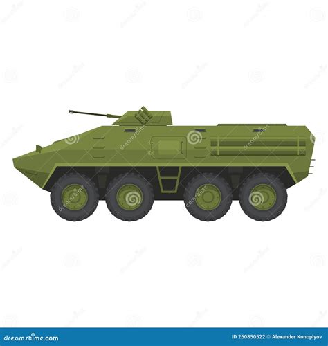 Armored Personnel Carrier Apc Green Military Vehicle Side View Vector