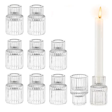 Glasseam Small Candle Stick Holder Crystal Clear Glass Candle Holder