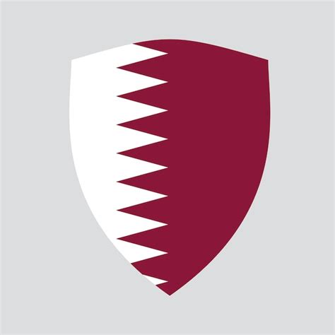 Bandera De Qatar En El Marco En Forma De Escudo Vector Premium