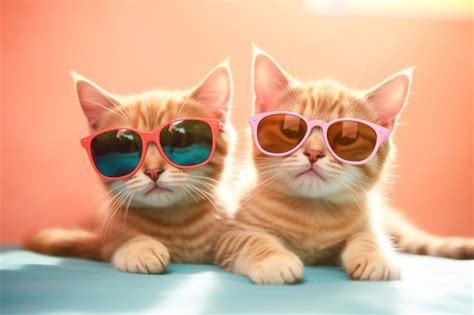 Premium Ai Image Two Cats Wearing Sunglasses That Sayi Love Cats