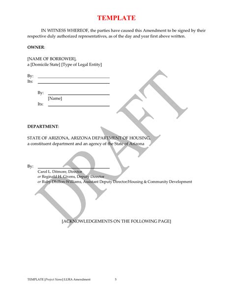 Arizona Amendment To Declaration Of Affirmative Land Use And