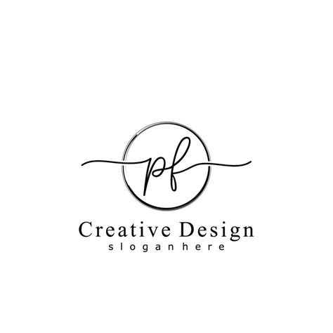 Initial PF Handwriting Logo With Circle Hand Drawn Template Vector