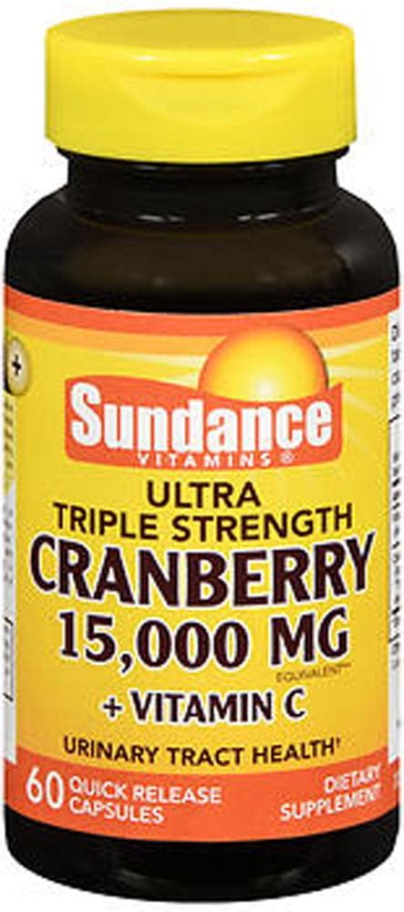 Sundance Vitamins Triple Strength Cranberry Vitamin C Capsules 15000