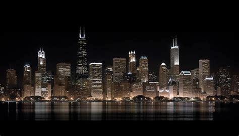 Premium Photo | Nighttime cityscape illuminates famous urban skyline with modern architecture ...