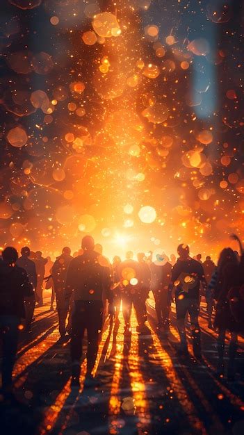 glowing community unity happy people  fantastic background photo