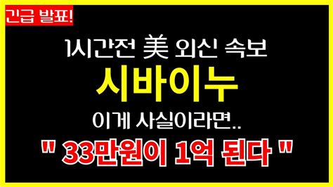 시바이누 코인 1시간전 美 외신 속보 이게 사실이라면 33만원만 사세요 1억이 될겁니다 도지코인 비트코인