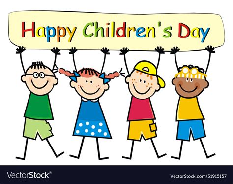 Happy children day kids with banner eps Royalty Free Vector