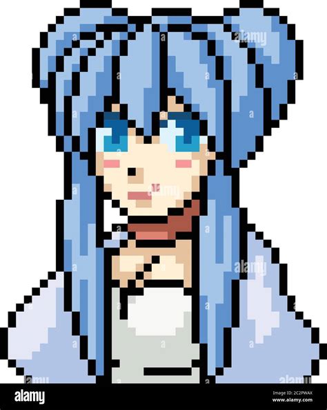 Vector Pixel Art Anime Chica Dibujos Animados Aislados Imagen Vector De Stock Alamy