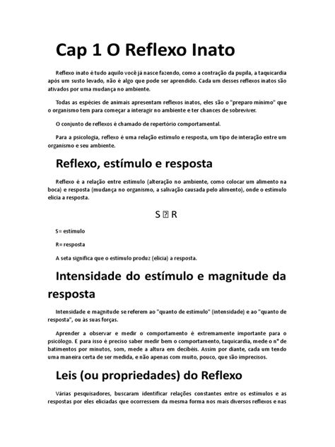 Análise Do Comportamento Reflexo Inato Pdf