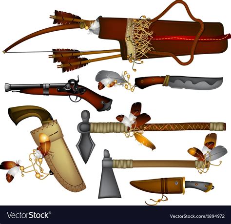 Set Of Weapons American Indian Royalty Free Vector Image