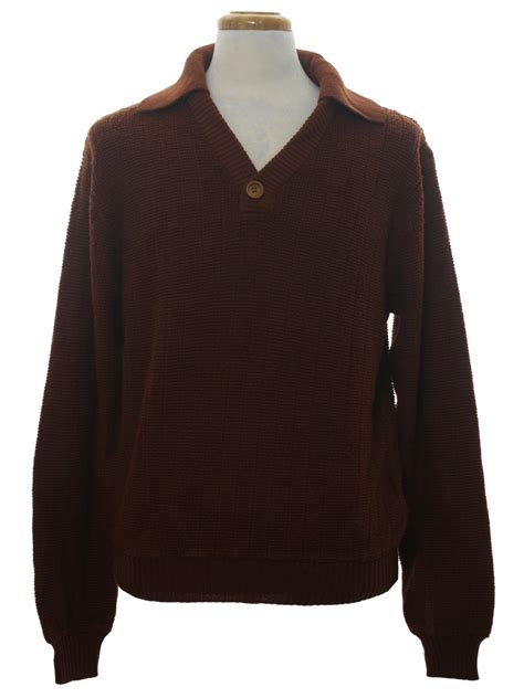 Vintage 1970s Sweater 70s Jcpenney Mens Brown Background Acrylic