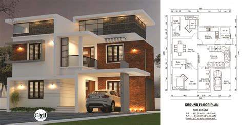 Sq Ft Bhk Contemporary Style Two Storey House And Free Plan