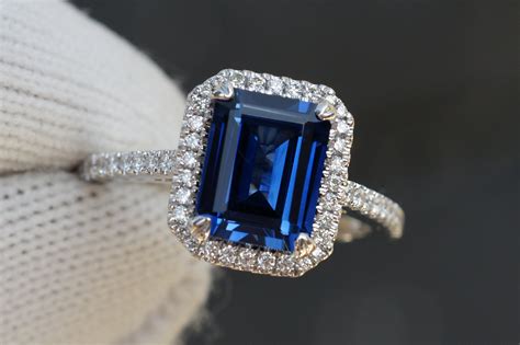 Blue Sapphire Emerald Cut Ring Clearance Bellvalefarms