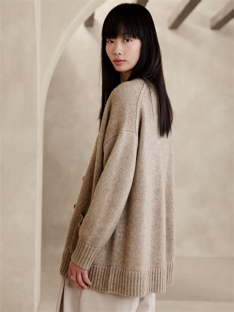 Phoebe Oversized Wool Cotton Cardigan Banana Republic