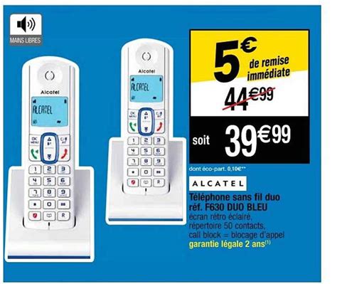 Promo T L Phone Sans Fil Duo R F F Duo Bleu Alcatel Chez Cora