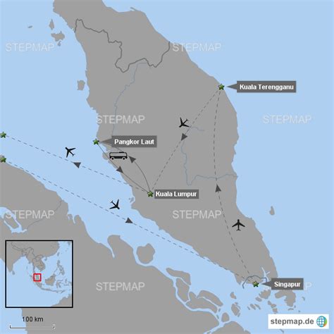 Stepmap Singapur Malaysia Landkarte F R Asien