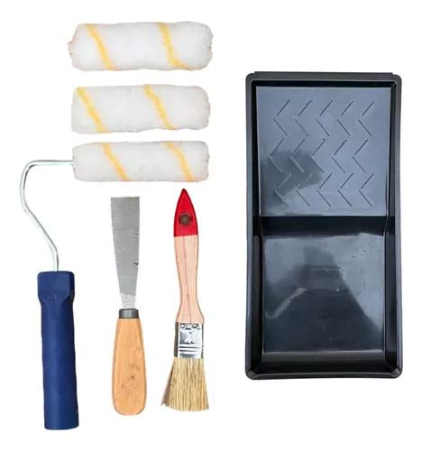 Kit Pintura Pintor 6pc Completo Bandeja Rolo Espátula Pincel MercadoLivre