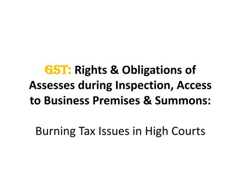 Ppt Guidelines For Inspection Search And Seizure In Gst Law