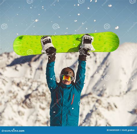 Young Man With Snowboard In Hands Stock Image Image Of Jacket Hands