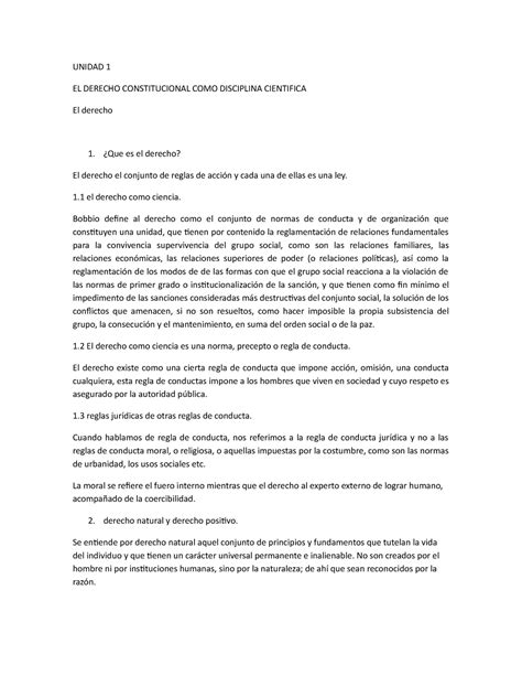 Constitucional Unidad 1 Unidad 1 El Derecho Constitucional Como Disciplina Cientifica El