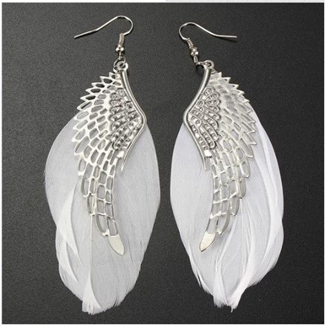 Angel Wing Feather Long Earrings - Simply Adore