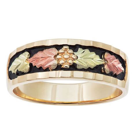 Landstroms Black Hills Gold Mens 10k Gold Wedding Band