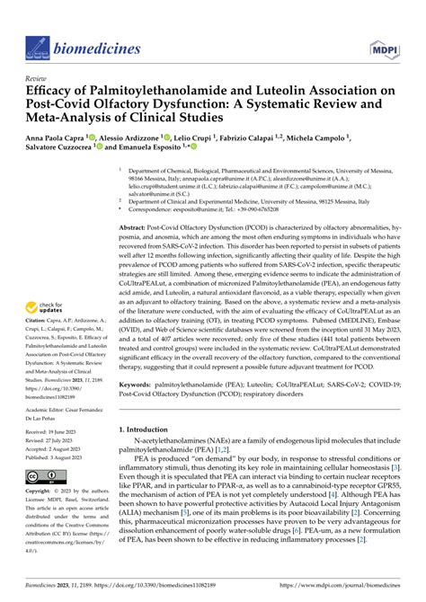 Pdf Efficacy Of Palmitoylethanolamide And Luteolin Association On