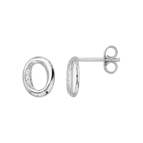 Boucles D Oreilles Puces En Argent Avec Oxyde De Zirconium Blanc The