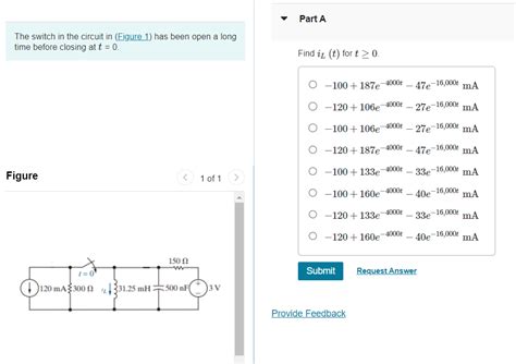 Solved The Switch In The Circuit In Figure 1 Has Been