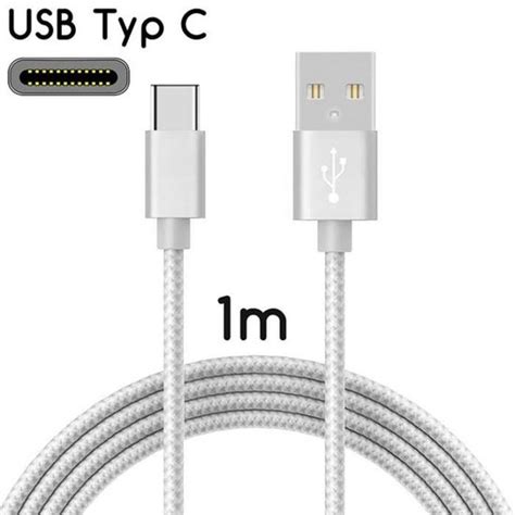 Cable De Charge Rapide USB Type C Nylon Argent Pour IPhone 15 Pro Max 6