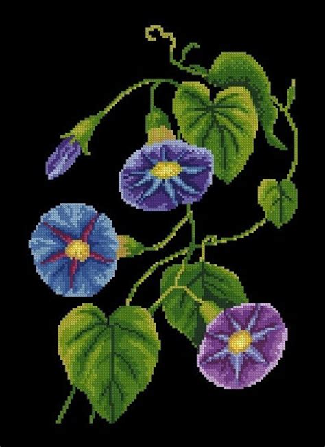 Morning Glory Vintage 75 Cross Stitch Pattern PDF Modern Etsy Cross