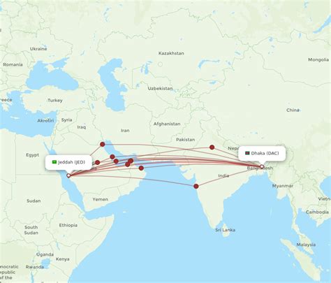 All Flight Routes From Dhaka To Jeddah Dac To Jed Flight Routes