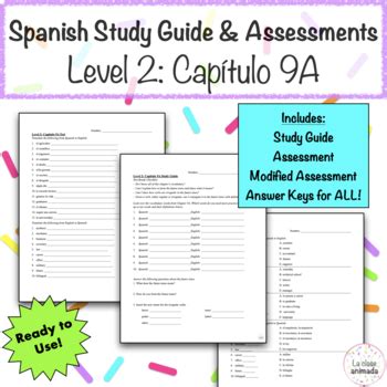 Realidades Level Chapter A Assessment Includes Study Guide