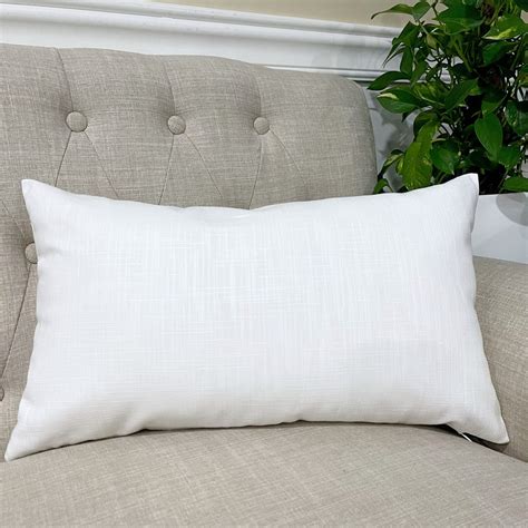 Solid White Slub Canvas Lumbar Pillow Cover Unprinted White Etsy