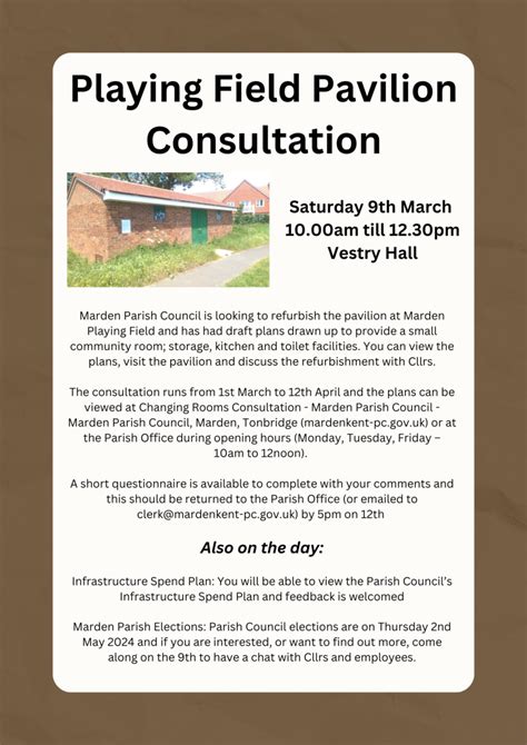 Changing Rooms Consultation Marden Parish Council Marden Parish