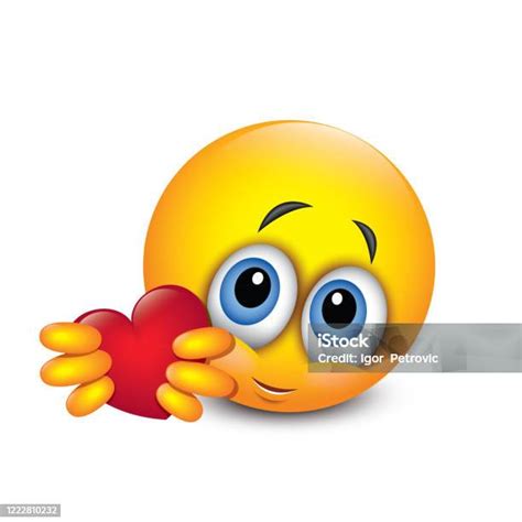 Emoji Carina Che Dà Amore Cuore Emoticon Isolata Illustrazione Vettoriale Immagini Vettoriali