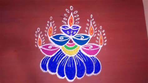 Deepam Rangoli Design With 7 1 Dots Simple And Easy Deepam Muggulu