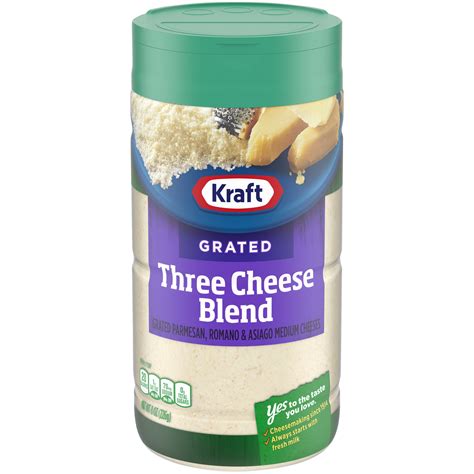 Kraft Three Cheese Blend Grated Cheese, 8 oz Shaker - Walmart.com ...