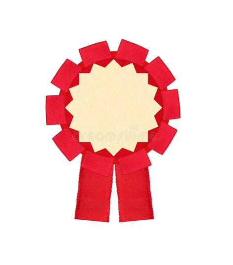 Red Award Winning Ribbon Rosette Isolated On White Stock Photo Image