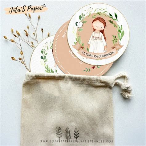 Kit Imprimible Comunion Nena Rosa Jotas Paper Kits