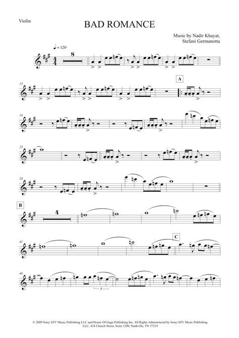 Bad Romance Arr The Sheet Music Library By Lady Gaga Sheet Music For